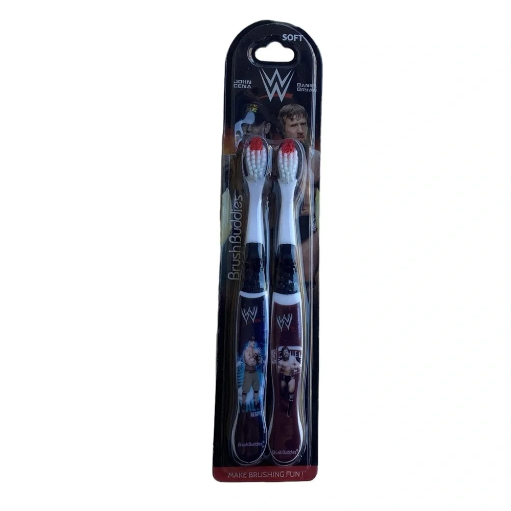 WWE Brush Buddies John Cena Daniel Bryan 2 Pack Kid's Soft Bristle Toothbrushes